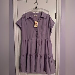 Entro Lilac Collared Dress, NWT, size Large, lined
